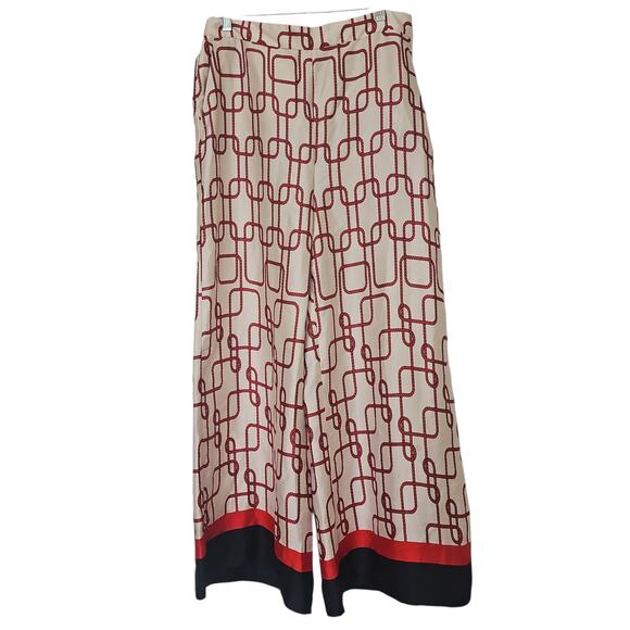 Zara Nautical Knot Flowy Trousers Pants Womens XL Wide Leg Knot Print Coastal - Picture 4 of 12